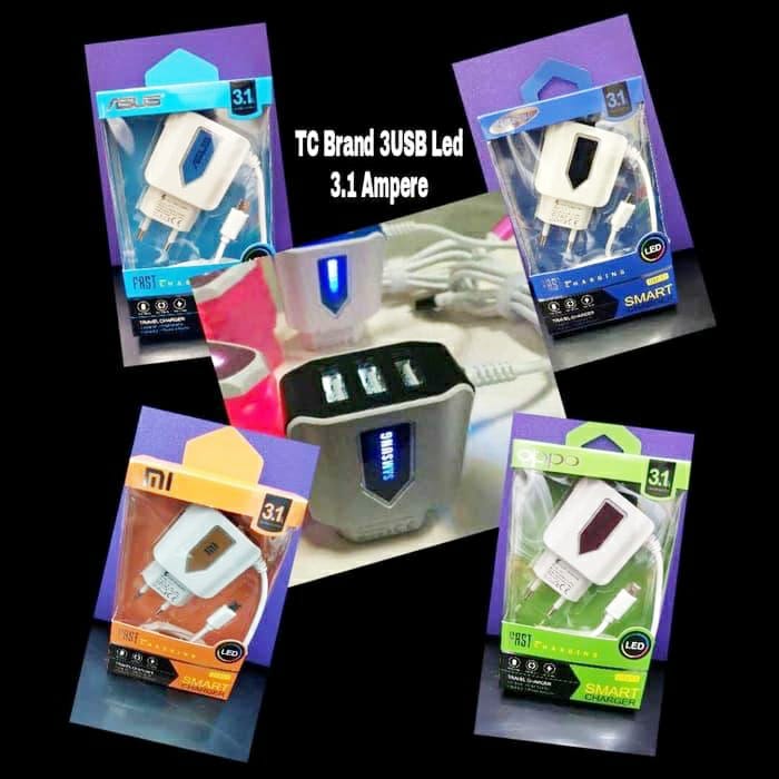 TRAVEL CHARGER BRAND 3 USB 3.1A USBX3